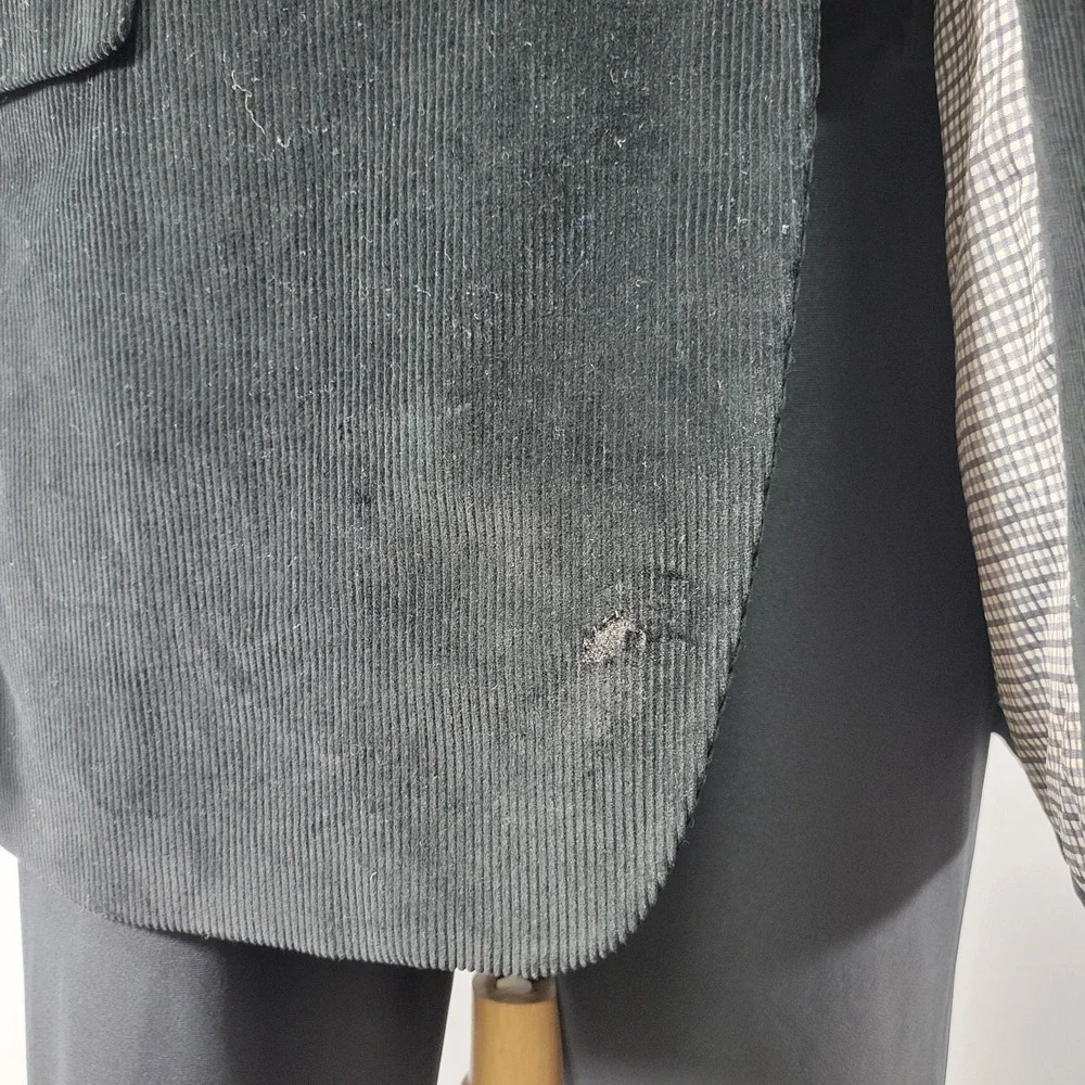 Saddlebred Men's Sport Coat Blazer‎ Two Button Black Corduroy Cotton Size 48L
